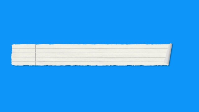 Torn paper lined ripped transition note strip blank peel blue background suitable for design elements, presentations, education, and scrapbooking projects.