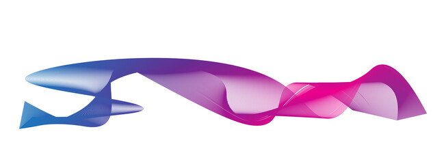 Abstract line art illustration of a fish swimming with a colorful gradient, isolated on transparent background a modern and artistic design element