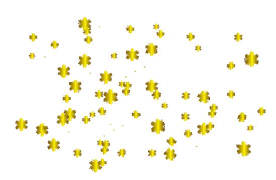 Golden snowflakes falling gently on an isolated on transparent background, creating a festive and magical atmosphere for the holiday season
