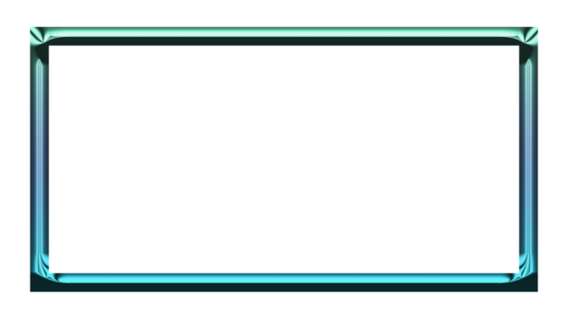 A shiny blue and green metallic frame isolated on transparent background, perfect for adding a touch of modern elegance to your photos or designs