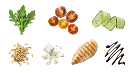 Isolated Fresh Salad Ingredients Overhead