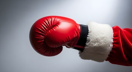 Santa claus ready to fight with boxing glove for christmas holiday
