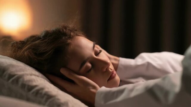 Woman receiving a gentle head massage for relaxation and stress relief