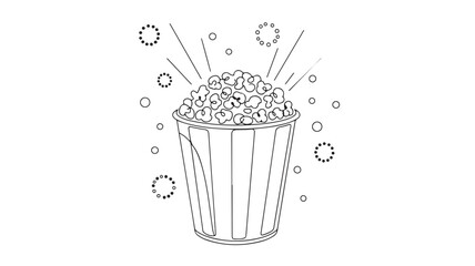 Vector illustration of various glass containers including a wine glass, bowl, and cup, with a red container of movie popcorn snack