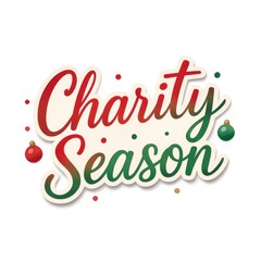 Charity season message in festive colors with holiday theme, could be used as background