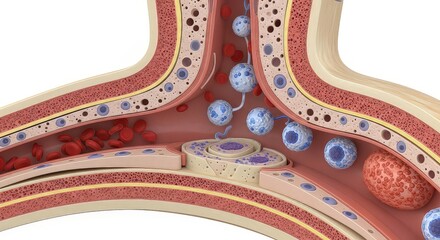 Medical illustration of a cross section of a biological structure model