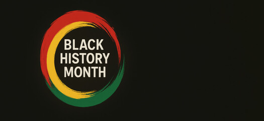 Black history month text in colorful circle design on black background