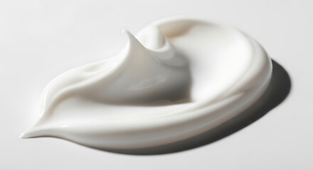 White cream swirl close-up for beauty and skincare advertising, perfect for wellness, health, and cosmetic product promotions with a clean and modern aesthetic