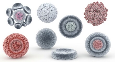 Microscopic cells illustration on white background for medical science