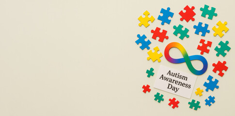 Autism Awareness Day colorful puzzle concept on light background