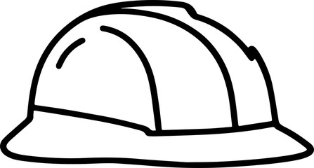 Construction hat illustration in minimal black vector