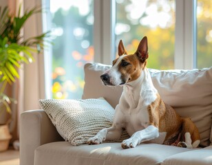 Bull Terrier in Cozy Living Room