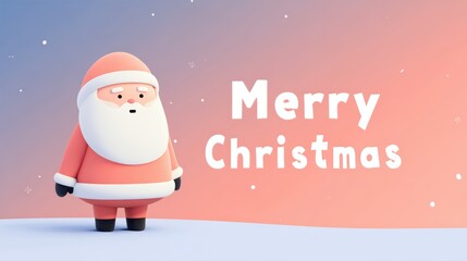 Cute cartoon Santa Claus with Merry Christmas greeting on a festive background