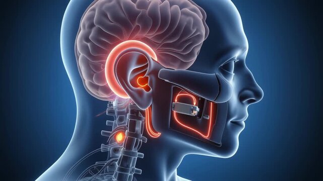 3D Visualization of a Cochlear Implant in the Human Ear and Brain