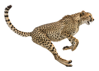 Cheetah Running Isolated on Black Background