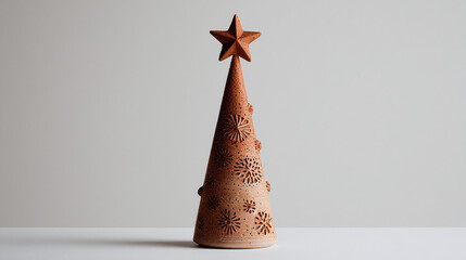 A decorative ceramic Christmas tree with a star on top, ready for the holiday season