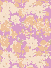 Romantic floral print with wildflowers sketch. Seamless pattern, gentle botanical background with various small flowers. Vector illustration.