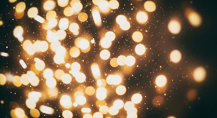 Golden Christmas bokeh light background with glittering holiday sparkle and magic glow