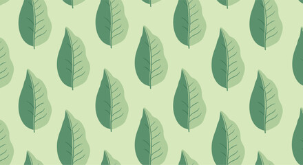 Obraz premium Simple and modern seamless pattern of stylized two-tone green leaves on a light green background for a natural look.