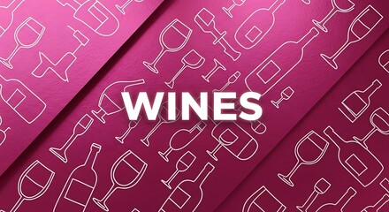 Abstract background with wine glasses and bottles pattern