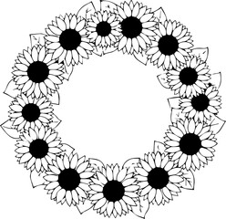 Charming sunflower wreath design brings natural beauty and rustic elegance to your creative projects, evoking warmth and joy. © TOP-EDGE DESIGNS