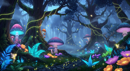 Night beauty of a Christmas tree with bright blue lights and star decorations under a winter sky