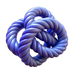 Intricate intertwined blue rope knot sculpture abstract 3d rendering with smooth gradient lighting