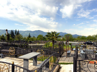 Christian cemetery on Easter eve