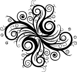 Fototapeta premium Elegant black flourish design with intricate swirls and decorative elements, perfect for sophisticated branding and artistic projects.