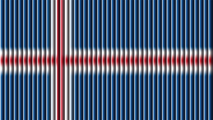 Abstract composition of vertical lines in shades of blue red and white creating a textured effect