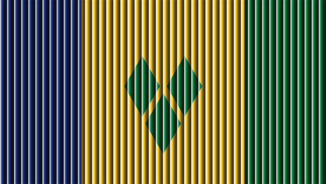 The flag of saint vincent and the grenadines features vertical stripes of blue yellow and green