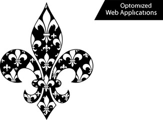 Elegant black fleur de lis pattern design symbolizing heritage and sophistication, perfect for branding and decorative applications. © Vectors Studio