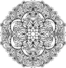Intricate floral mandala design evokes tranquility and spiritual harmony, perfect for meditation and yoga resources, offering calming decorative appeal.