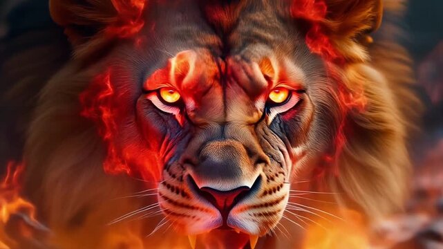 Lion and tiger portrait illustration of wild feline predators