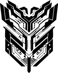 Dynamic futuristic emblem symbolizing innovation, technology, and powerful digital transformation for cutting edge brands and projects