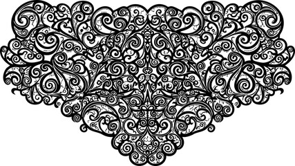 Elegant black lace flourish design with intricate swirling patterns evokes vintage romance and sophisticated artistry for decorative projects