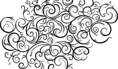 Elegant floral flourish design element adds sophisticated vintage charm to invitations, cards, and decorative projects