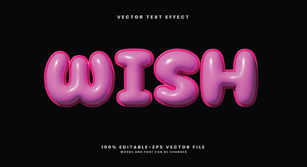 Wish inflated Style 3D editable text effect Template