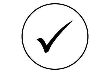 black checkmark tick inside white circle