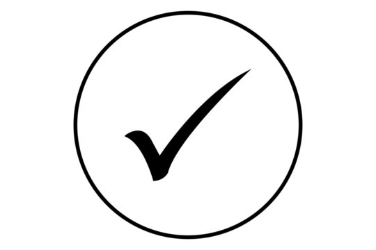 black checkmark tick inside white circle