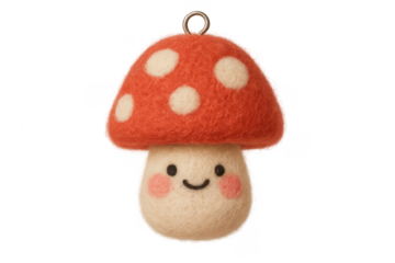 Cute needle felted mushroom toy character with hook
