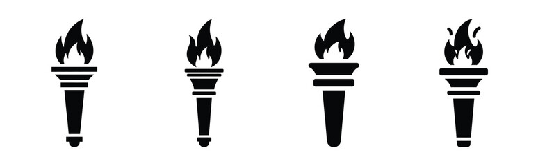 Illustration of the celebration torch simple silhouette vector icon set. happy New Year 2026 vector icons collection.