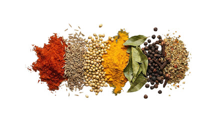 Vibrant Assorted Spices Isolated Black Background