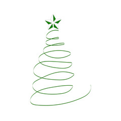 Loose spiral Christmas tree &mdash; hand-drawn festive doodle. Whimsical hand-drawn holiday symbol.