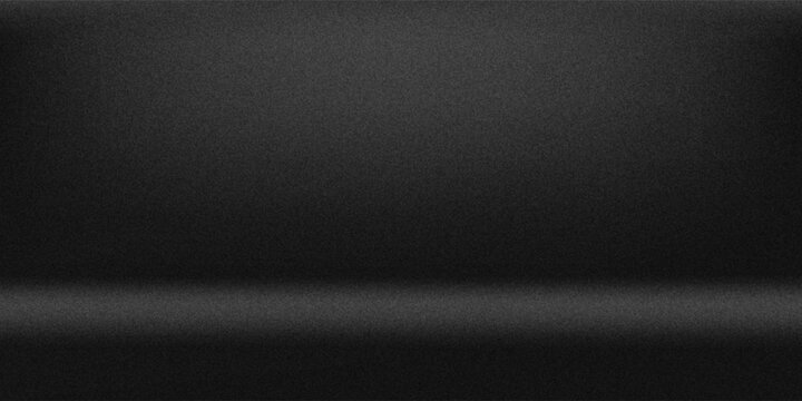 Empty black studio bg with limbo for product show. 3d render of room podium background with floor and wall. Simple scene with dark grey surface for goods presentation and black friday. 3D Illustration