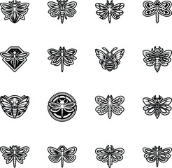  Glyph Style Dragonfly Logos 
