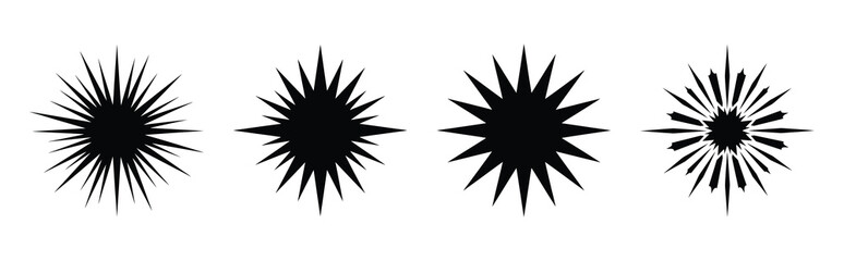 Illustration of the festive starburst simple silhouette vector icon set. happy New Year 2026 vector icons collection.