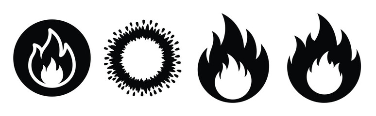 Illustration of the fire spark circle simple silhouette vector icon set. happy New Year 2026 vector icons collection.