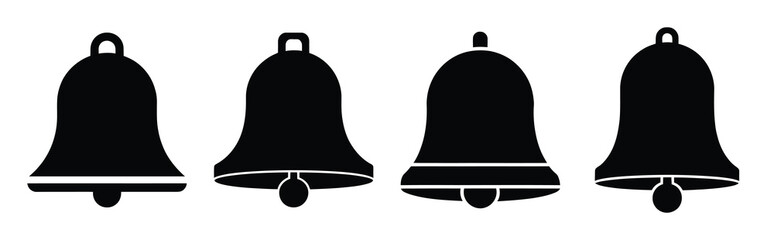 Illustration of the new year bell simple silhouette vector icon set. happy New Year 2026 vector icons collection.