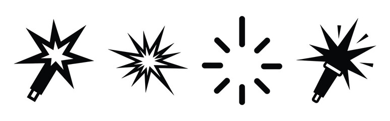 Obraz premium Illustration of the new year flash simple silhouette vector icon set. happy New Year 2026 vector icons collection.